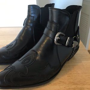 New men's fashion ankle cowboy boots - Black / US6